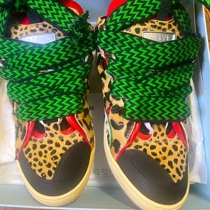 Lanvin Animal-Print Curb Skater Sneaker
